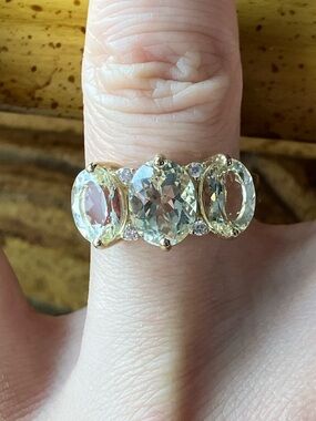 Natural Yellow Labradorite Sterling Silver Ring Size 8